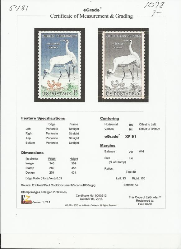 # 1098 MINT NEVER HINGED WILDLIFE CONSERVATION     XF+