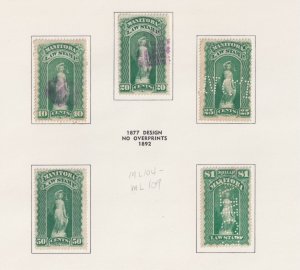 Manitoba Law Stamps (Revenue) used set, ML104-108