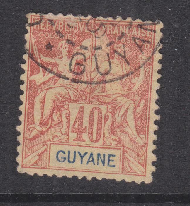 FRENCH GUIANA, 1892 Tablet, 40c. Red on Yellow, used.