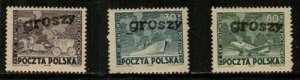 Poland Scott 457-9 'Groszy' ovpt. Mint hinged [TE1624]