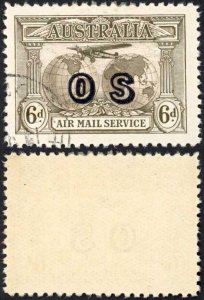 Australia SG137a 6d Airmail CTO Opt OS (no gum)