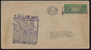 US 1940 HONOLULU HAWAII FIRST FLIGHT CLIPPER MAIL 19 SOUTH PACIFIC SERVICE TO
