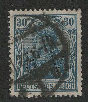 Germany Reich Scott # 123, used, perfin BV, Mi#144II