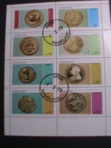 ​NAGALAND-1973 WORLD FAMOUS ANCIENT COINS-ANTIQUE- CTO SHEE-VERY FINE