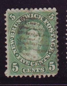 Canada New Brunswick Sc 8 1860 5c Yel grn Victoria stamp used