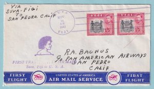FIJI 1941 FIRST FLIGHT COVER FROM SUVA FIJI TO SAN PEDRO CALIFORNIA - CV336