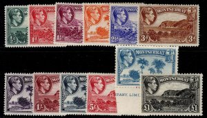 MONTSERRAT GVI SG101a-112, 1938-48 complete set, LH MINT. Cat £110.