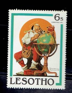 LESOTHO SCOTT#344 1981 SANTA CLAUS AND GLOBE BY NORMAN ROCKWELL - MNH