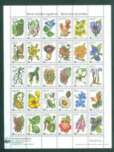 Denmark. Poster Stamp  Sheet Mnh 1983 WWF. Rain Forests Protection.