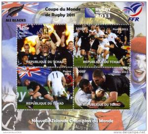 Chad 2011 RUGBY All Blacks World Cup New Zeland Sheet Perforated Mint (NH)