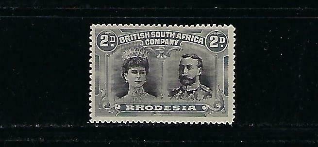 RHODESIA SCOTT #103  1910 DOUBLE HEADS- 2P (GRAY/ BLACK)  MINT HINGED (TINY THIN