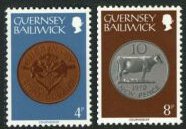 GUERNSEY - Coin 4p and 8p - Lily and Cow (1979) MNH