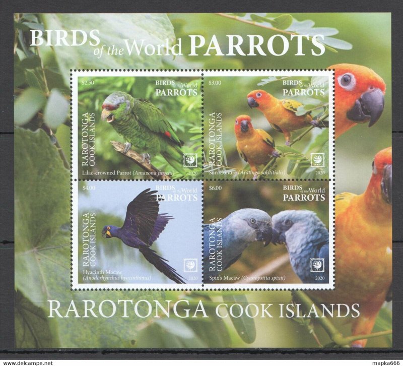 2020 Rarotonga Parrots Birds Of The World Fauna Bl ** Nw0514