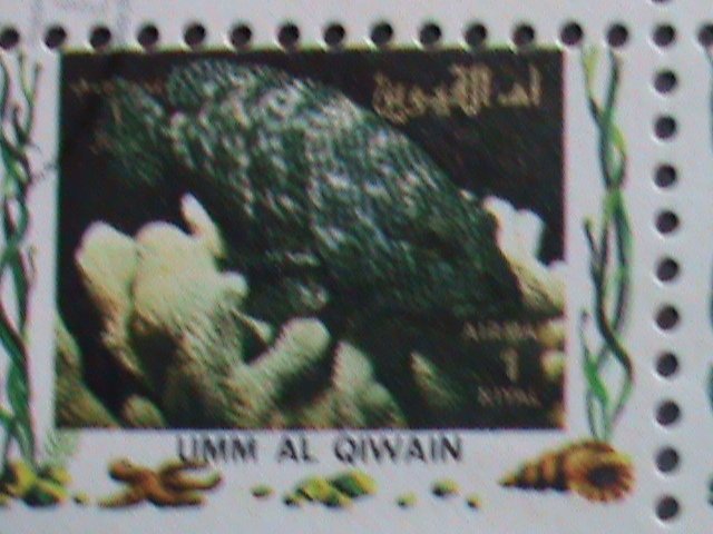 ​UMM AL QIWAIN-1973 LOVELY TROPICAL FISHES-CTO MINI SHEET VERY FINE