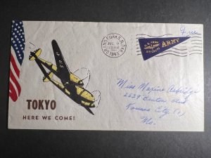 1943 Patriotic WWII USA Cover Grand Forks ND to Kansas City MO Plane Labels