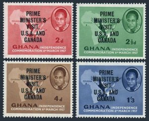 Ghana 28-31, MNH. Mi 32-35. Kwame Nkrumah visit 1958. Bird Pulm-nut vulture, Map