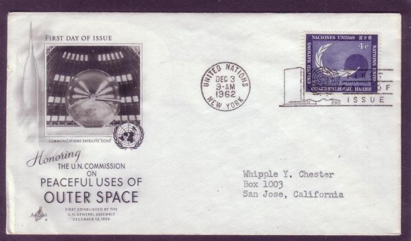 United Nations FDC Sc. #  112 Space   L12