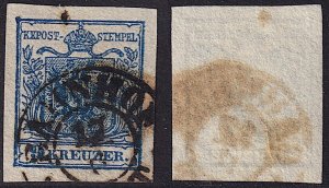 Austria - 1850 - Scott #5 - used - Type III - BAHNHOF PEST pmk Hungary