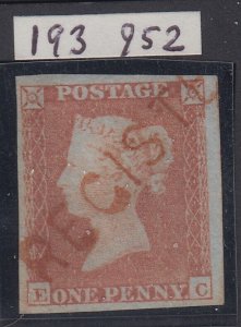 SG 12 1d orange-brown plate 157 lettered EC. Very fine used with a... 