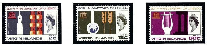 British Virgin Is 176-78 MNH 1966 Unesco    (ap1297)