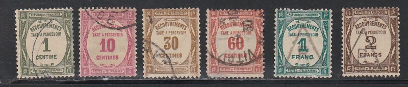 France # J58-61, 63, 65, Postage Due Numeral, Used, 1/3 Cat.