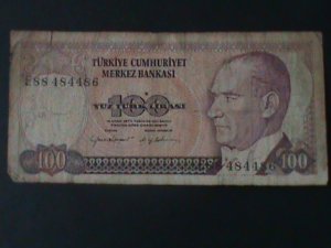 TURKEY-1970 COMMUNICATION BANK OF TURKIYE-100 TURK-CIRCULATED-VERY FINE