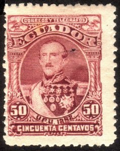 1892, Ecuador 50c, MH, pinhole, Sc 28