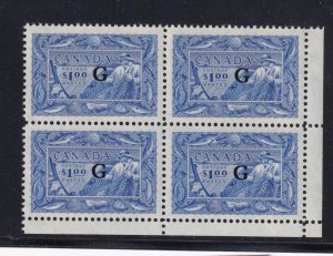 CANADA # 027 VF-MNH G: O/PRINT BLOCK OF 4 FISHERMEN CAT VALUE $640