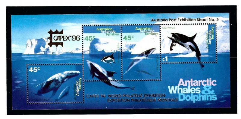 Australian Antarctic Terr L97c MNH 1995 S/S with CAPEX O/P