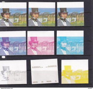 Nevis  1985 Western Railway 26 Proofs Imperf 3 pages MNH 15664