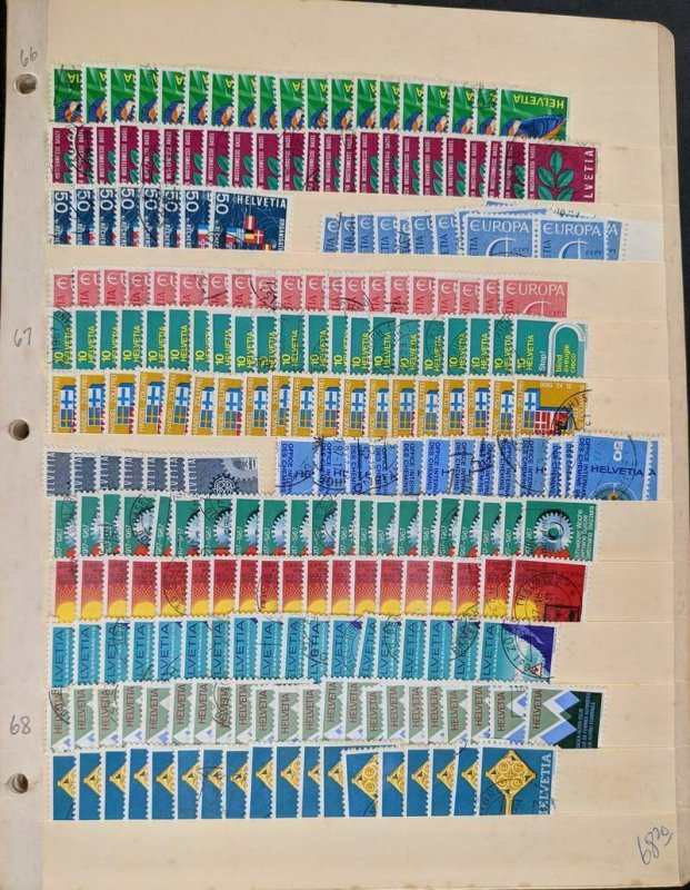 EDW1949SELL : SWITZERLAND Neatly arranged stock of Used on cards Scott Cat $4151