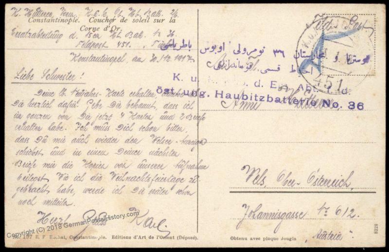 Austria 1918 WWI Military Mission Turkey Cover Turkish German 82770