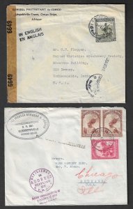 BELGIAN CONGO Two covers incl 1942 Elisabethville to Chicago - 39592
