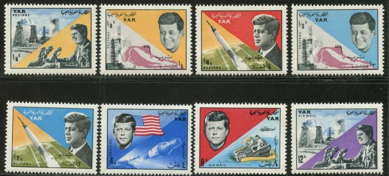 YEMEN AR Sc#216-216G 1965 Kennedy & Space Complete Mint OG NH