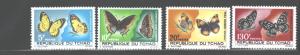 CHAD 1967  BUTTERFLIES #139 - 142  MNH