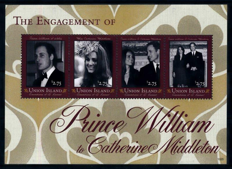 [76509] Union Isl. St. Vincent 2011 Royal Engagement Prince William Sheet MNH