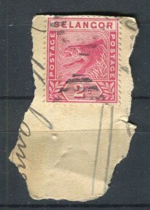 MALAYA; SELANGOR 1890s classic Tiger issue fine used POSTMARK PIECE