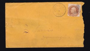 US 112 1869 1c Franklin on Dowagiac Michigan Cover SCV $280