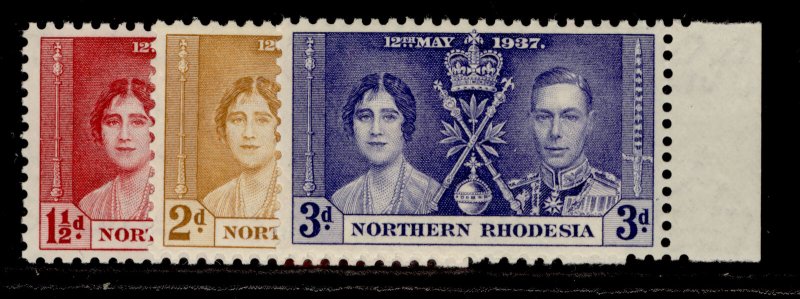 NORTHERN RHODESIA GVI SG22-24, CORONATION set, NH MINT.