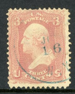 USA 1861 Washington 3¢ Rose Scott #65 VFU R362