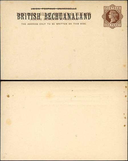 British Bechuanaland O/P on QV 1d Brown Foreign Postcard Mint