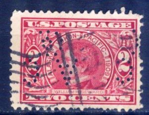 United States USA 1909 William H. Seward Sc. 370 Perfin Used