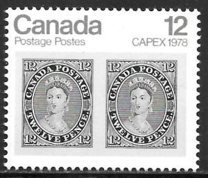 Canada 753: 12c Pair of 1851 12d Queen Victoria black stamps, MNH, VF