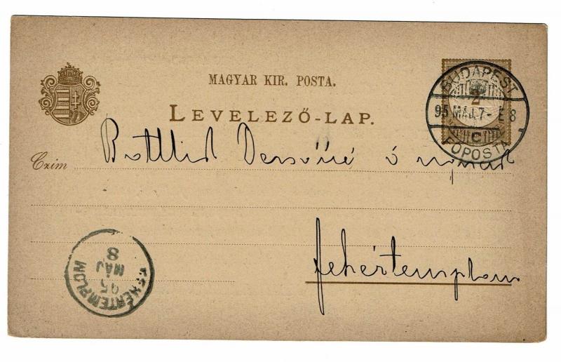 Hungary 1895 Postal Card Used  - Z279