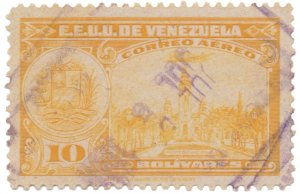 VENEZUELA 1947 - 48. SCOTT # C255. CANCELLED. SCV: $4.75. # 1