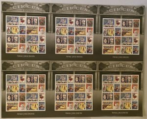 Vintage Circus Posters Press Sheet of Six Panes of 16  -  Stamps Each