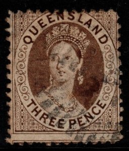 QUEENSLAND SG101 1876 3d BROWN p12 USED