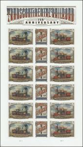 US 5378-5380 5380a Transcontinental Railroad forever sheet (18 stamps) MNH 2019