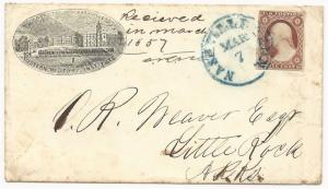 US Scott #11 on Cover CSA Use Nashville, TN Western Military Institute Pre-War