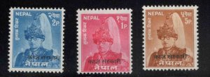 Nepal  Scott o12-o14 complete official set, MH*